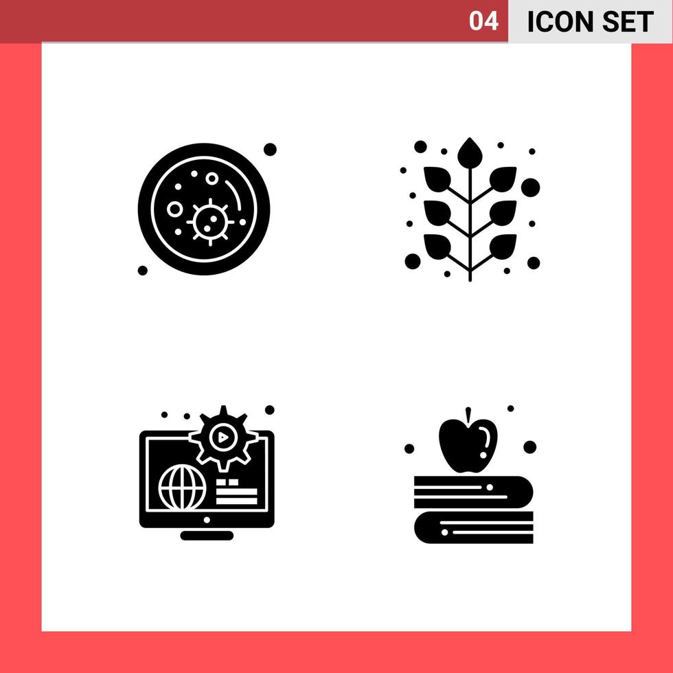 4 Icon Pack Solid Style Glyph Symbols on White Background Simple Signs for general designing vector