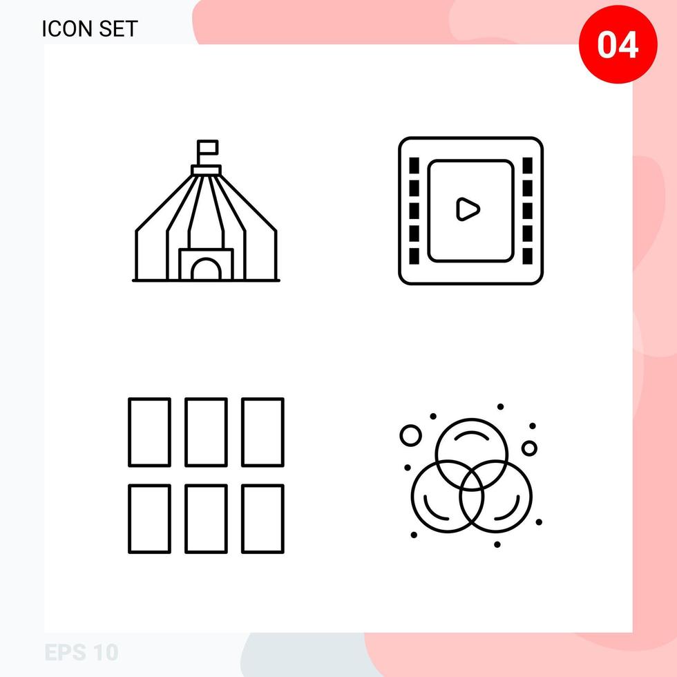 Vector Pack of 4 Icons in Line Style Creative Outline Pack isolated on White Background for Web and Mobile