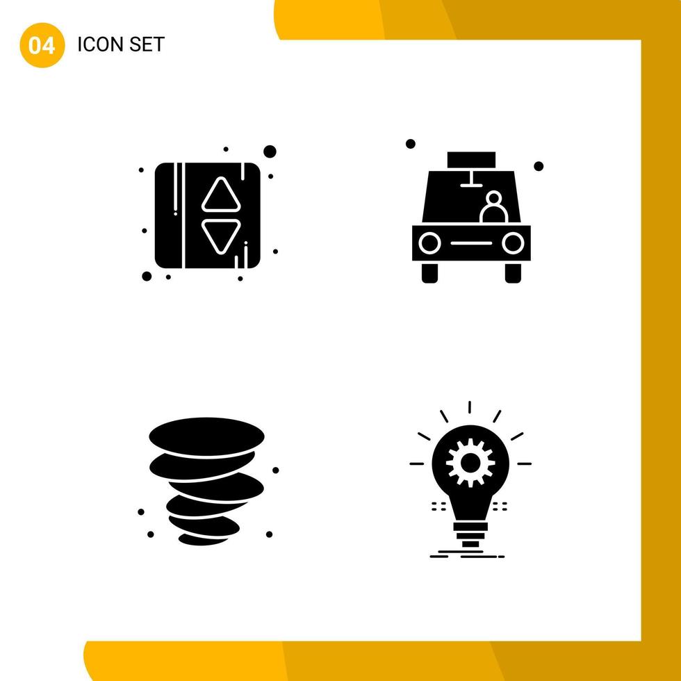 4 Icon Set Solid Style Icon Pack Glyph Symbols isolated on White Backgound for Responsive Website Designing vector