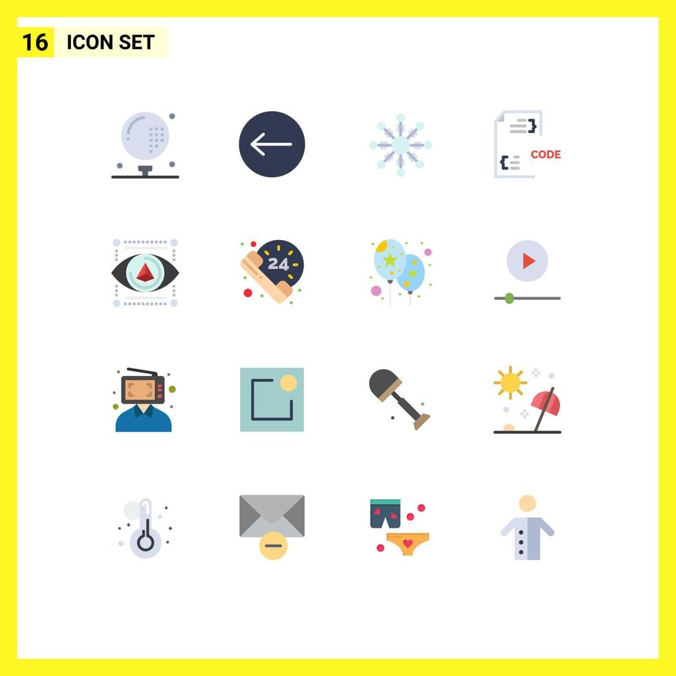 Group of 16 Flat Colors Signs and Symbols for gadget document flake development coding Editable Pack of Creative Vector Design Elements