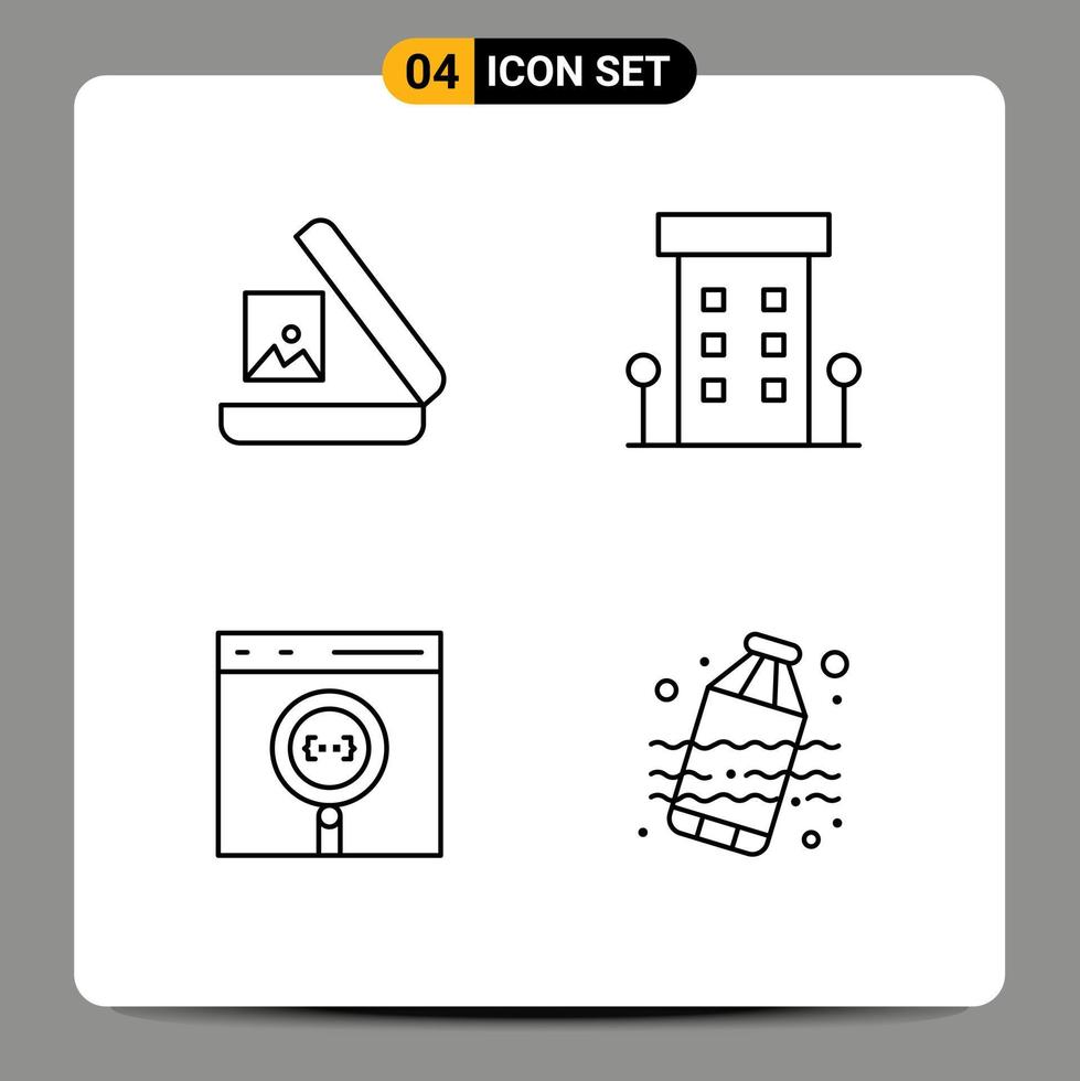 4 Universal Filledline Flat Colors Set for Web and Mobile Applications image browser buildings shops develop Editable Vector Design Elements