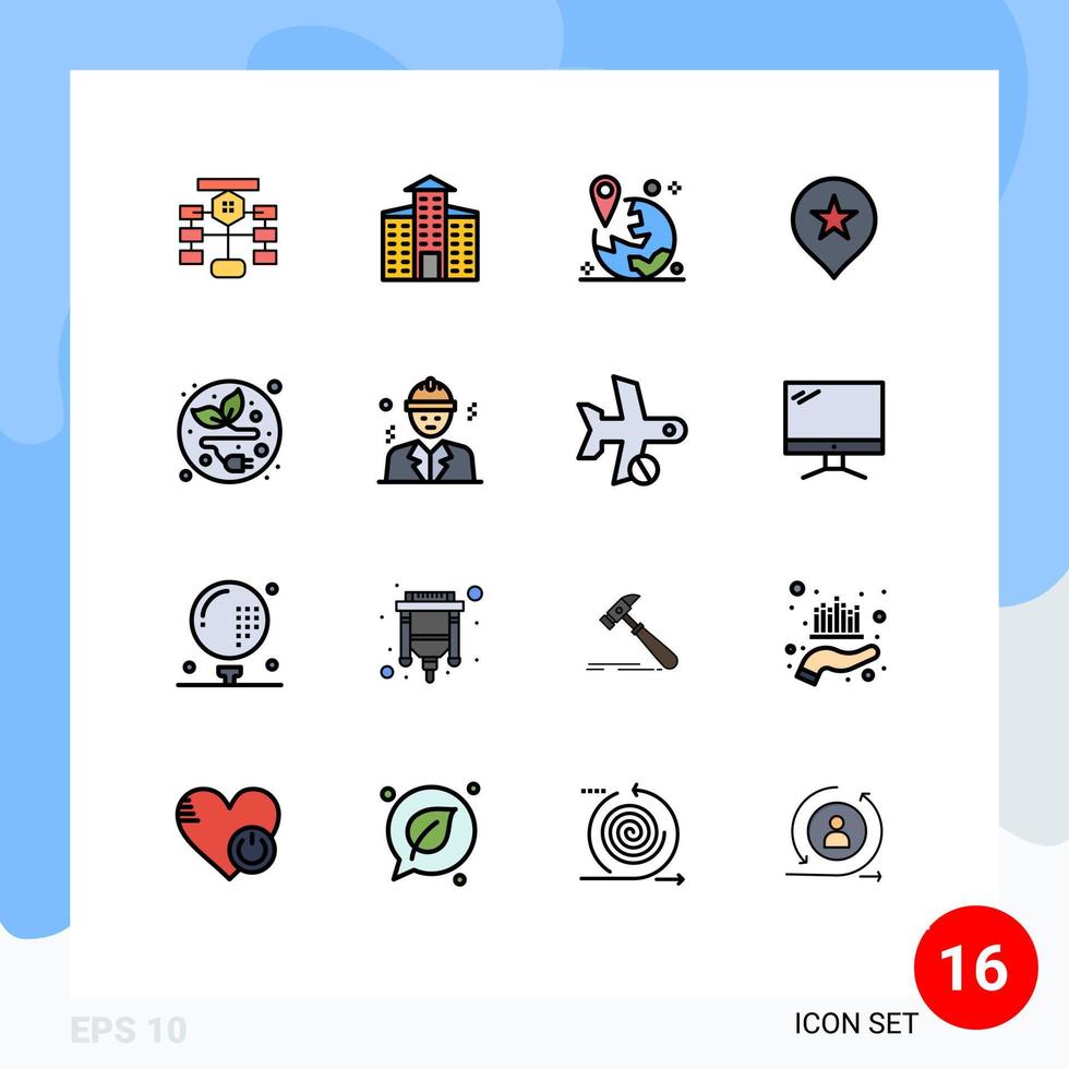 Set of 16 Modern UI Icons Symbols Signs for electric plug navigation gps stare navigation Editable Creative Vector Design Elements