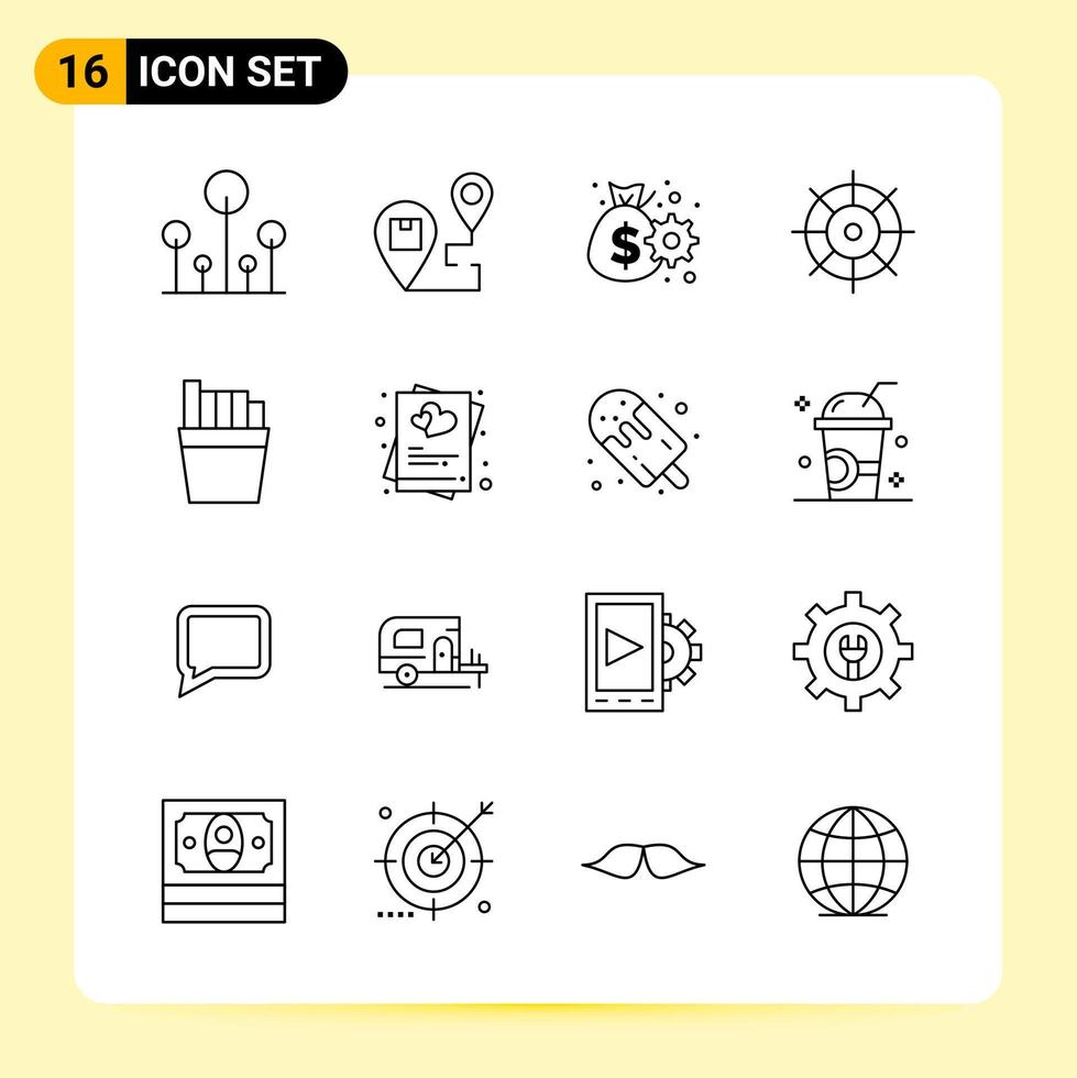 16 Creative Icons for Modern website design and responsive mobile apps 16 Outline Symbols Signs on White Background 16 Icon Pack vector