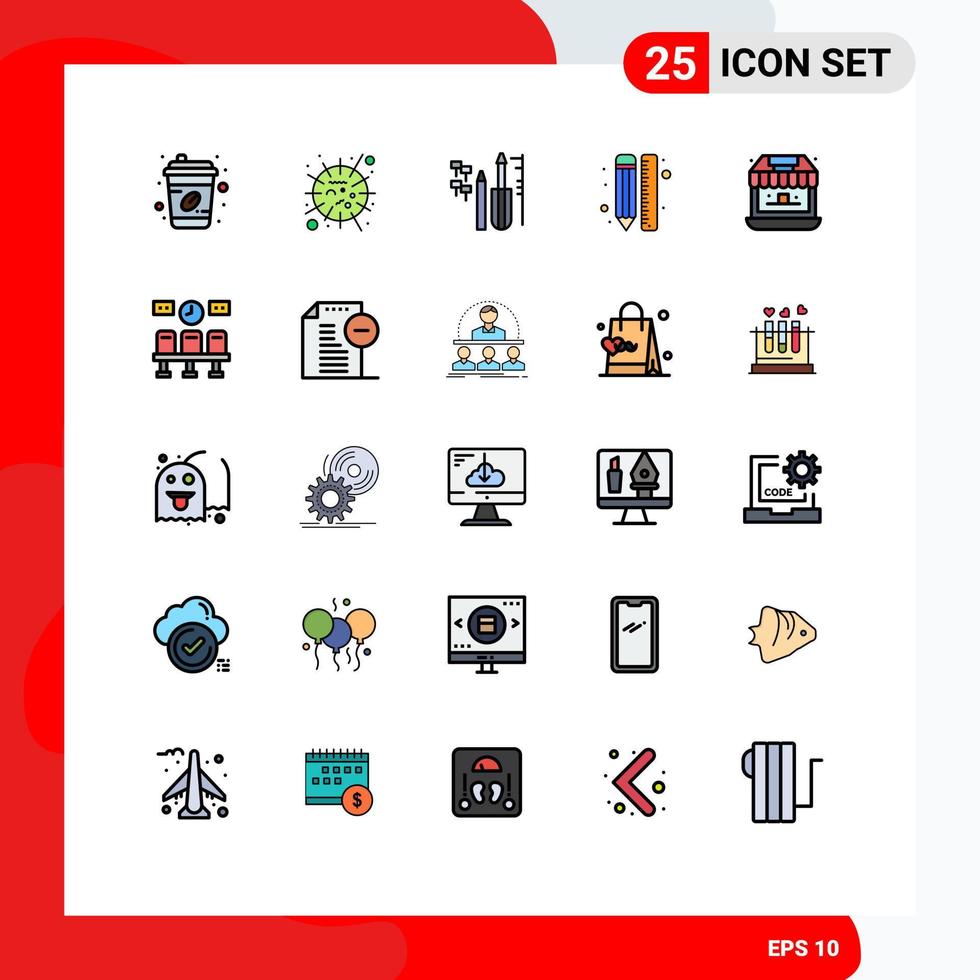 25 Creative Icons Modern Signs and Symbols of design line virus draw equipment Editable Vector Design Elements