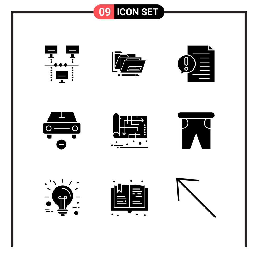 Set of 9 Solid Style Icons for web and mobile Glyph Symbols for print Solid Icon Signs Isolated on White Background 9 Icon Set vector