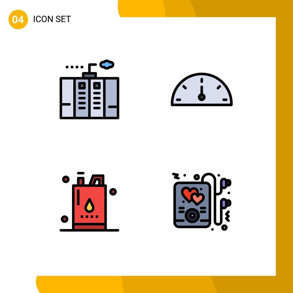 4 Filledline Flat Color concept for Websites Mobile and Apps electricity energy generator gauge oil Editable Vector Design Elements