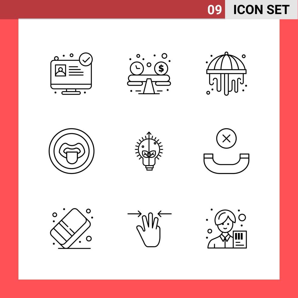 9 símbolos de contorno de estilo de línea de paquete de iconos sobre fondo blanco signos simples para diseño general vector