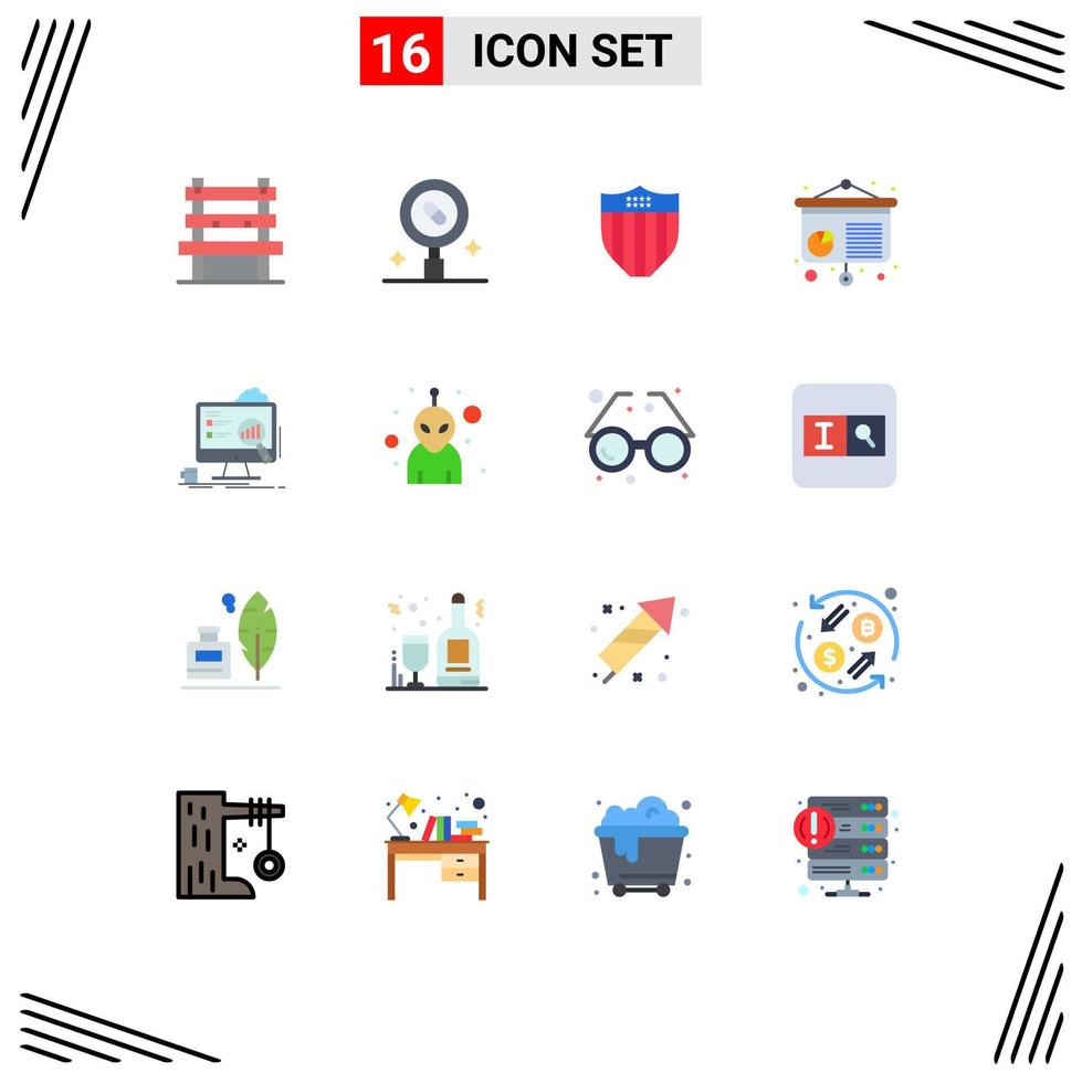 16 Universal Flat Colors Set for Web and Mobile Applications board presentation pills conference usa Editable Pack of Creative Vector Design Elements