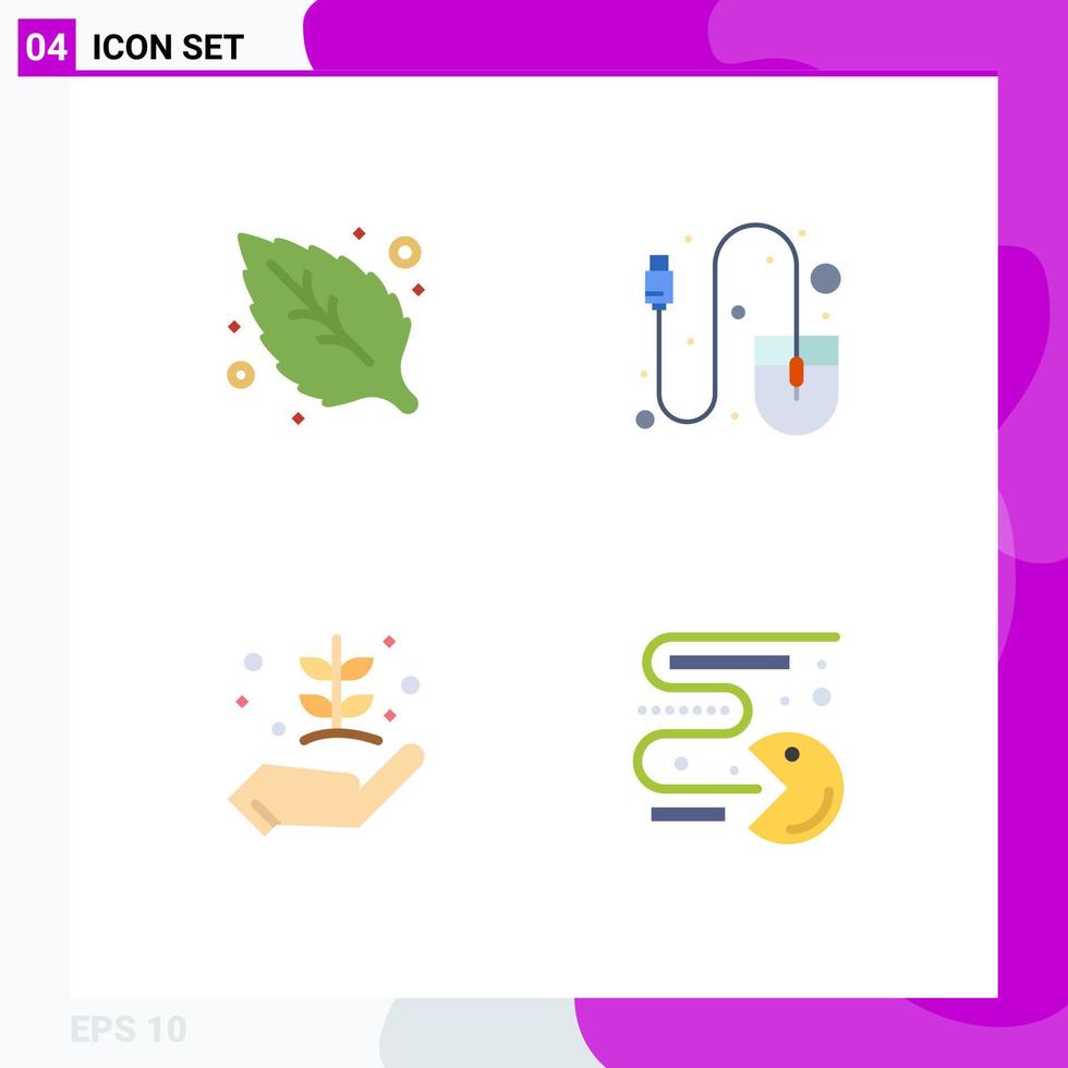 4 Thematic Vector Flat Icons and Editable Symbols of environment garden computer tool nature Editable Vector Design Elements
