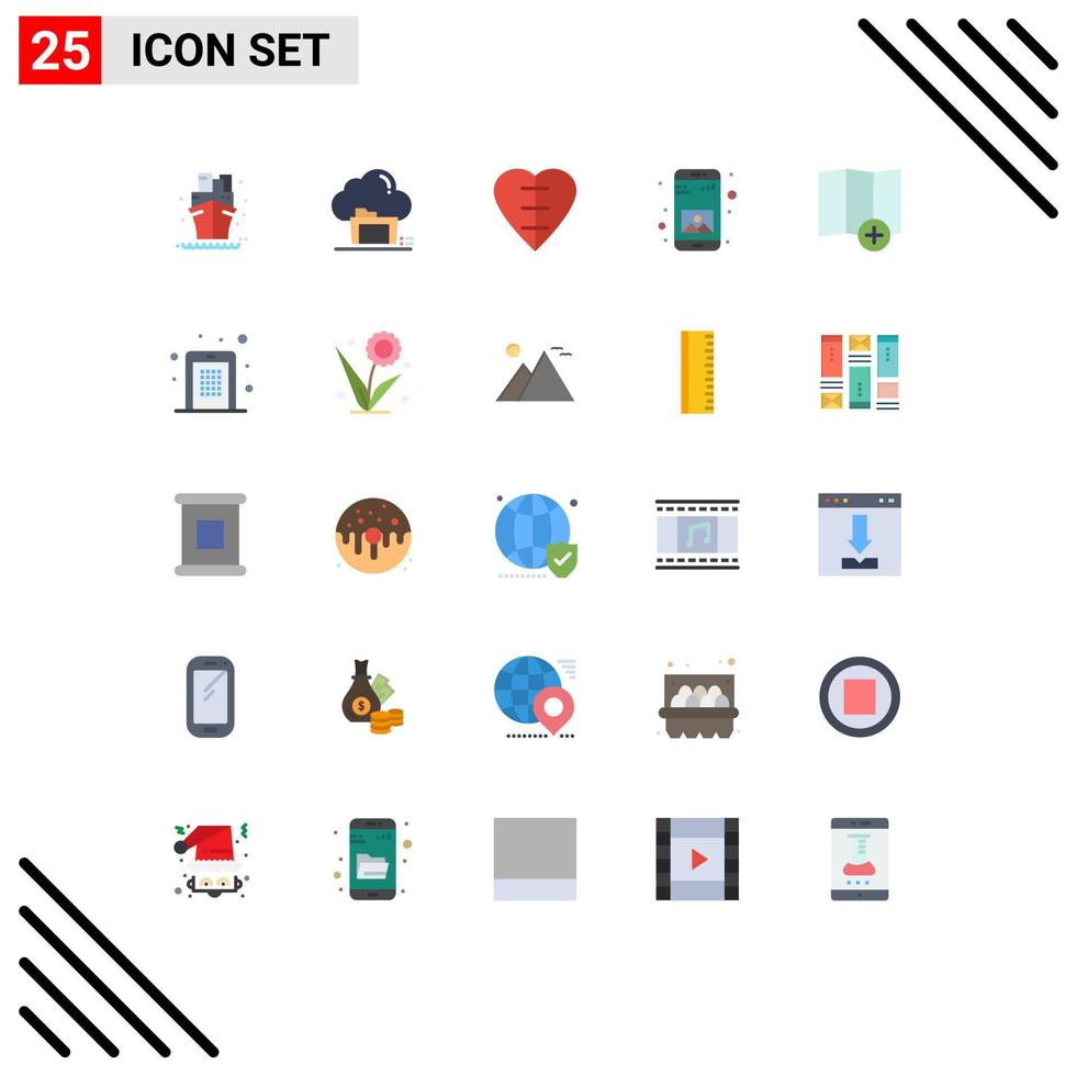 Stock Vector Icon Pack of 25 Line Signs and Symbols for location gallery share application medical sign Editable Vector Design Elements