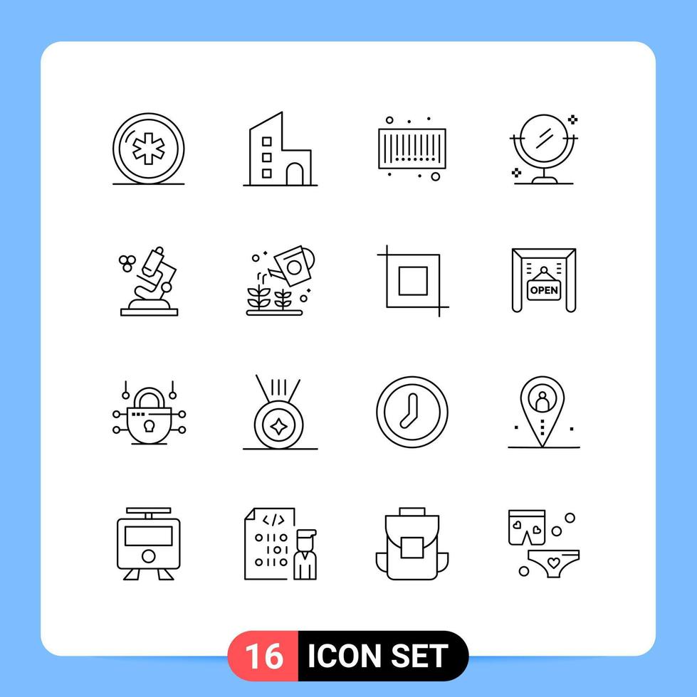 16 Thematic Vector Outlines and Editable Symbols of microscope clean modern cleaning code Editable Vector Design Elements