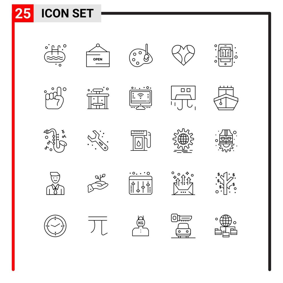 Set of 25 Modern UI Icons Symbols Signs for romantic favorite signboard love edit Editable Vector Design Elements