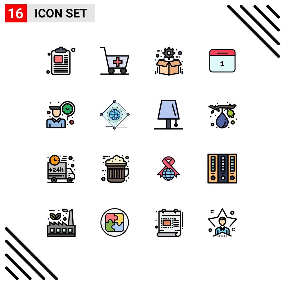 Set of 16 Modern UI Icons Symbols Signs for time employee optimization day date Editable Creative Vector Design Elements