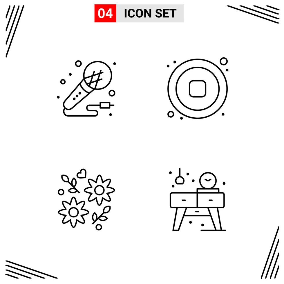 4 Icons Line Style Grid Based Creative Outline Symbols for Website Design Simple Line Icon Signs Isolated on White Background 4 Icon Set vector