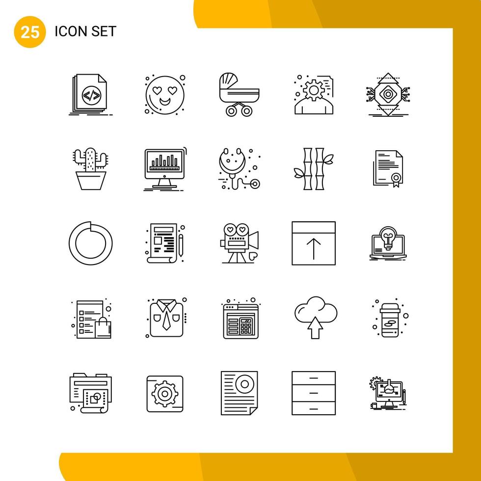 25 Icon Set Line Style Icon Pack Outline Symbols isolated on White Backgound for Responsive Website Designing vector