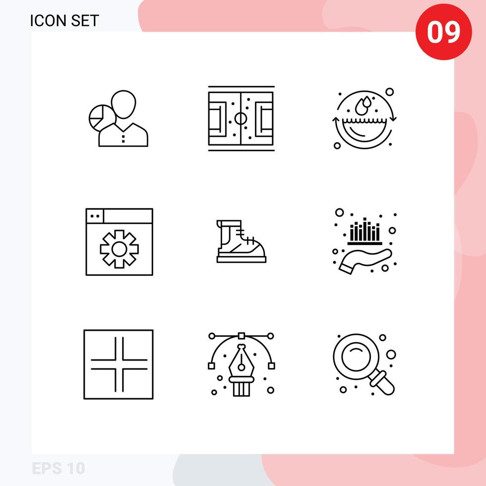 9 Universal Outline Signs Symbols of design environmental protection ground environment earth day Editable Vector Design Elements