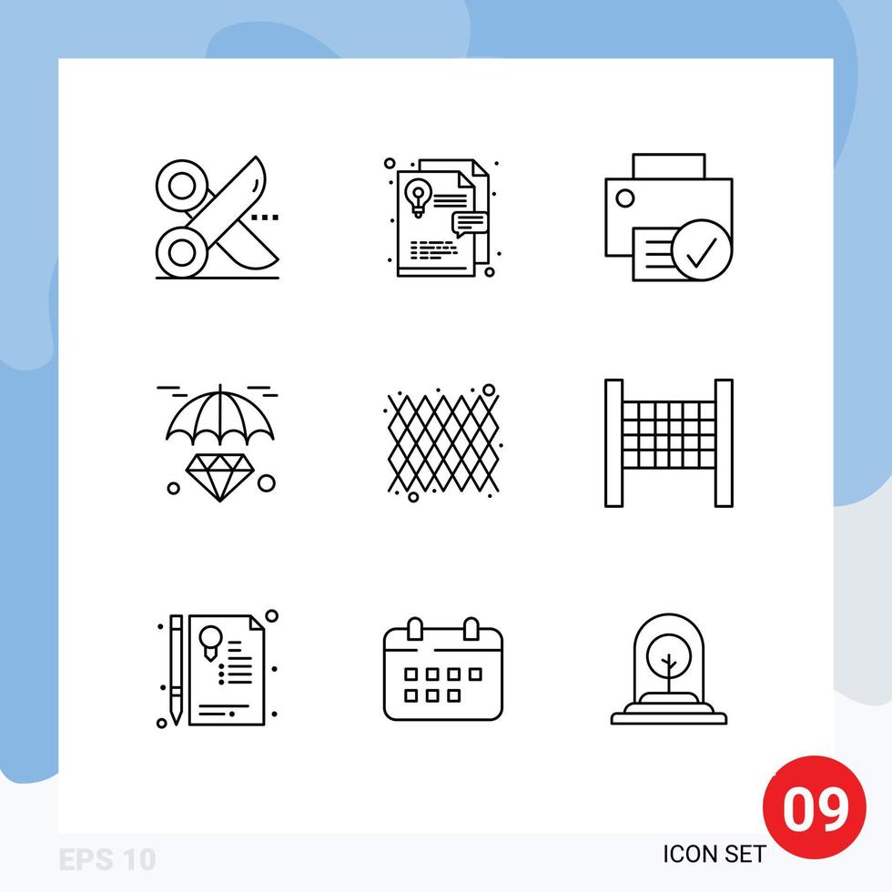 Outline Pack of 9 Universal Symbols of carnival insurance computers hold hardware Editable Vector Design Elements