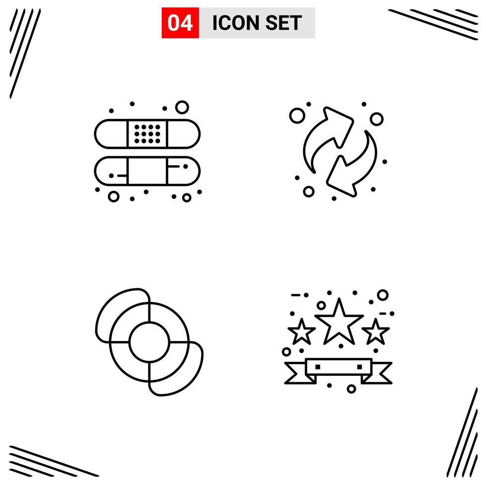 4 Icons Line Style Grid Based Creative Outline Symbols for Website Design Simple Line Icon Signs Isolated on White Background 4 Icon Set vector