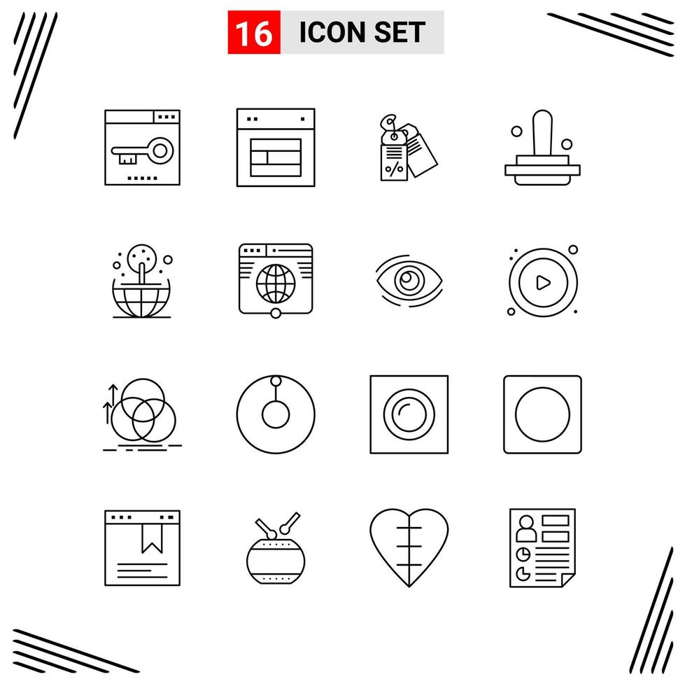 16 Icons Line Style Grid Based Creative Outline Symbols for Website Design Simple Line Icon Signs Isolated on White Background 16 Icon Set vector