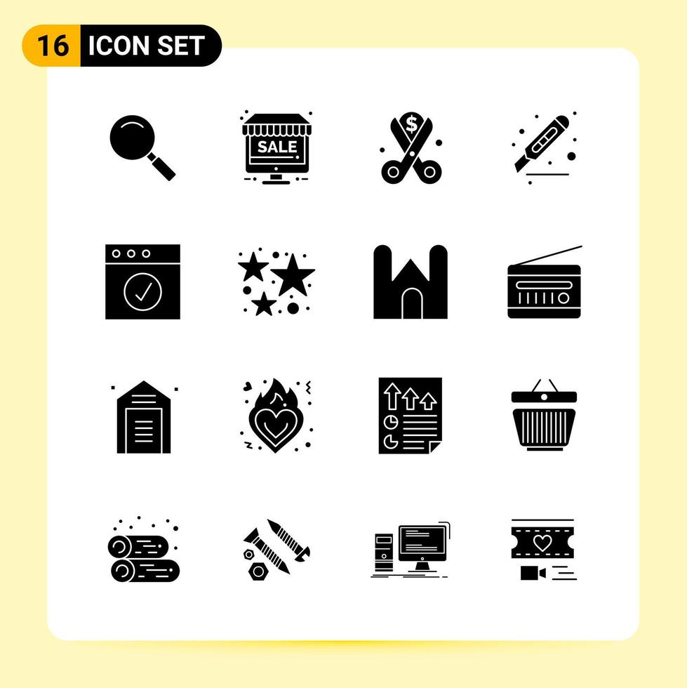 16 Creative Icons for Modern website design and responsive mobile apps 16 Glyph Symbols Signs on White Background 16 Icon Pack vector