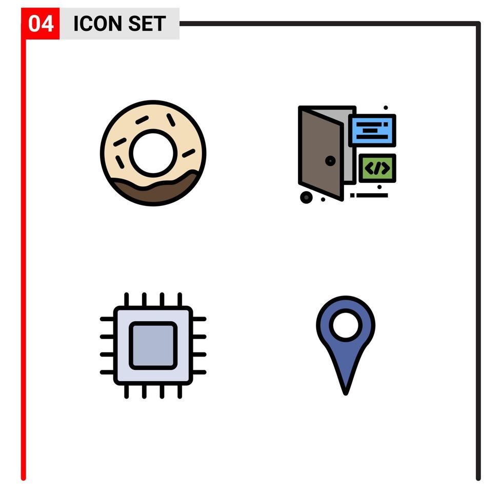 Set of 4 Modern UI Icons Symbols Signs for bread devices browser page hardware Editable Vector Design Elements