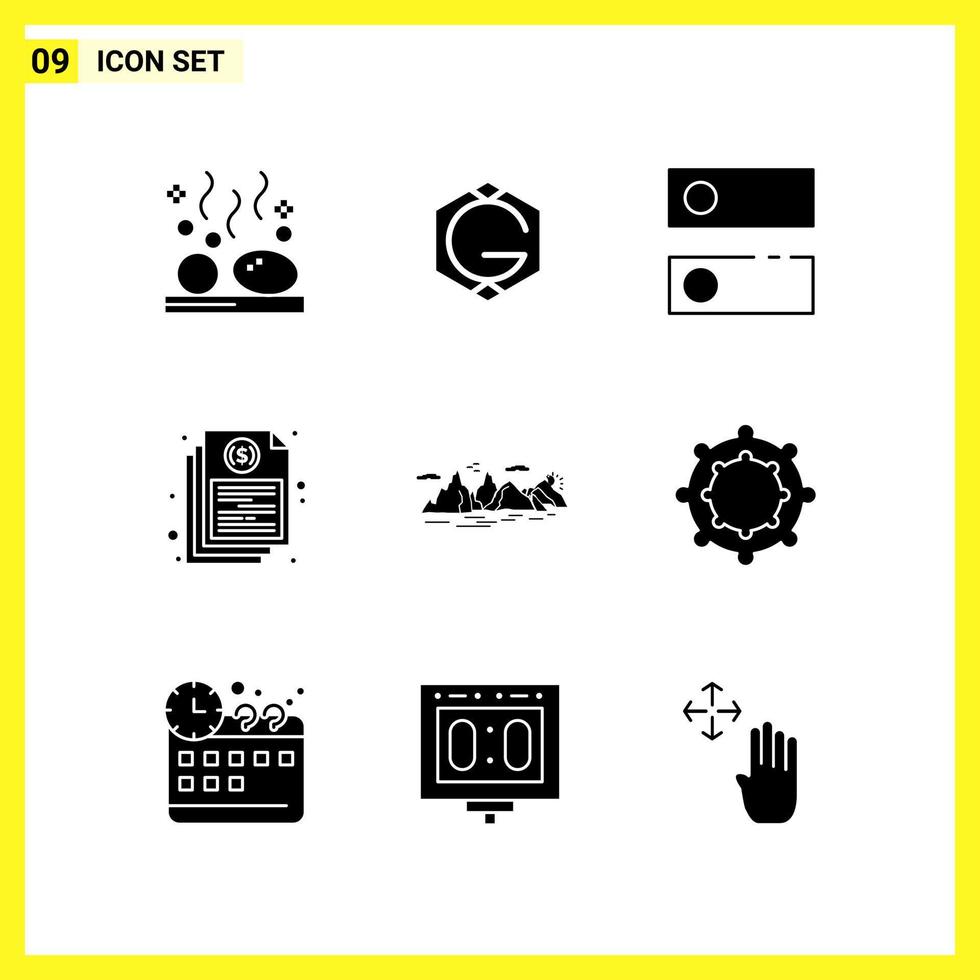 9 Icon Set Simple Solid Symbols Glyph Sign on White Background for Website Design Mobile Applications and Print Media vector