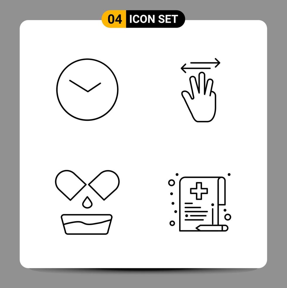 4 Black Icon Pack Outline Symbols Signs for Responsive designs on white background 4 Icons Set vector