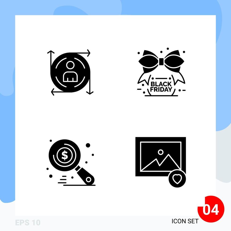 Modern Pack of 4 Icons Solid Glyph Symbols isolated on White Backgound for Website designing vector