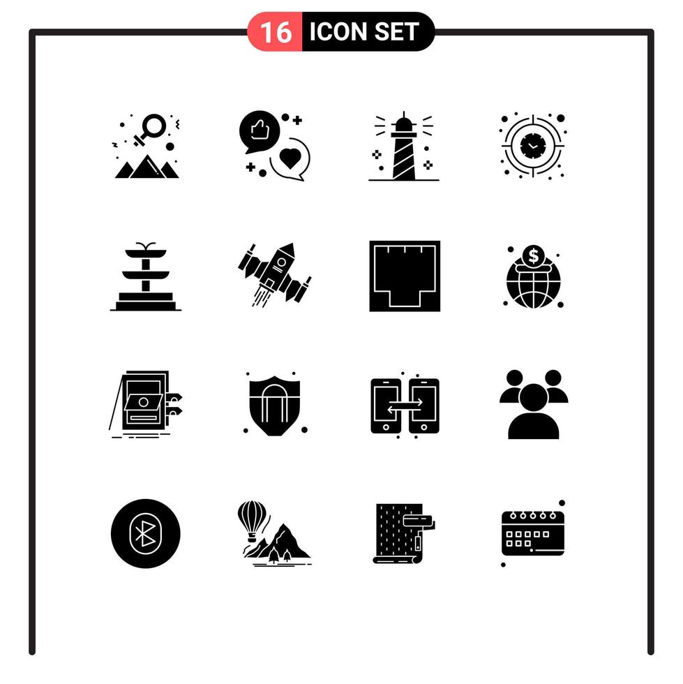 paquete de iconos de vector de stock de 16 signos y símbolos de línea para elementos de diseño de vector editables de mar de reloj de marketing de enfoque de tiempo