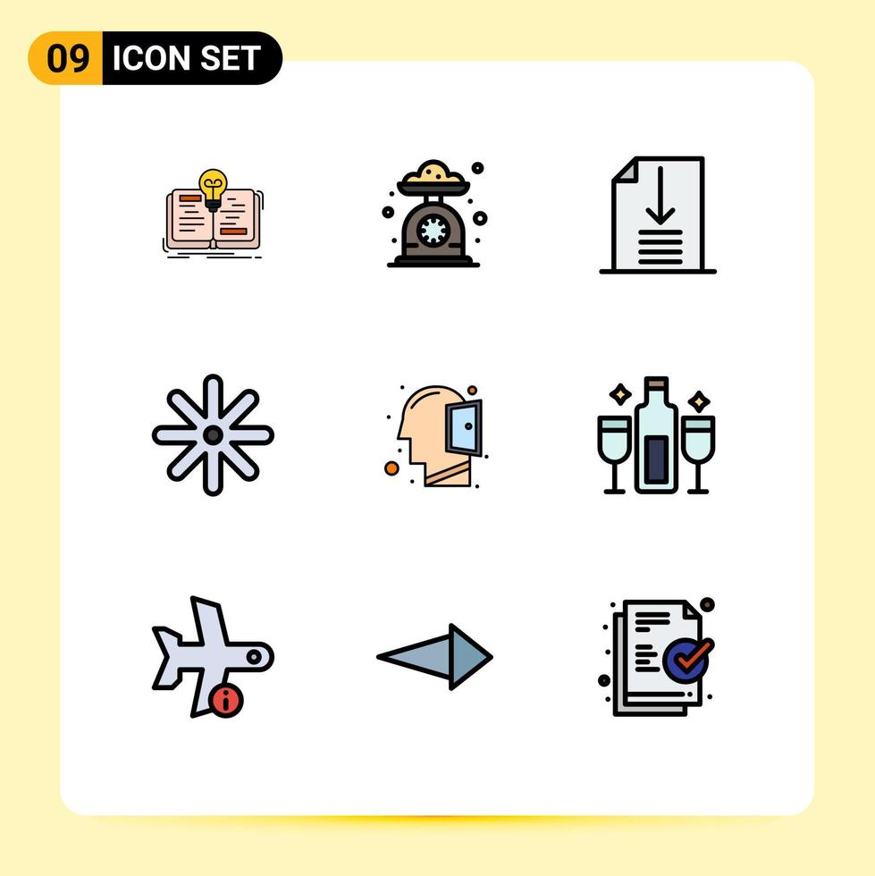 9 Creative Icons Modern Signs and Symbols of open mind head scale plant flower Editable Vector Design Elements