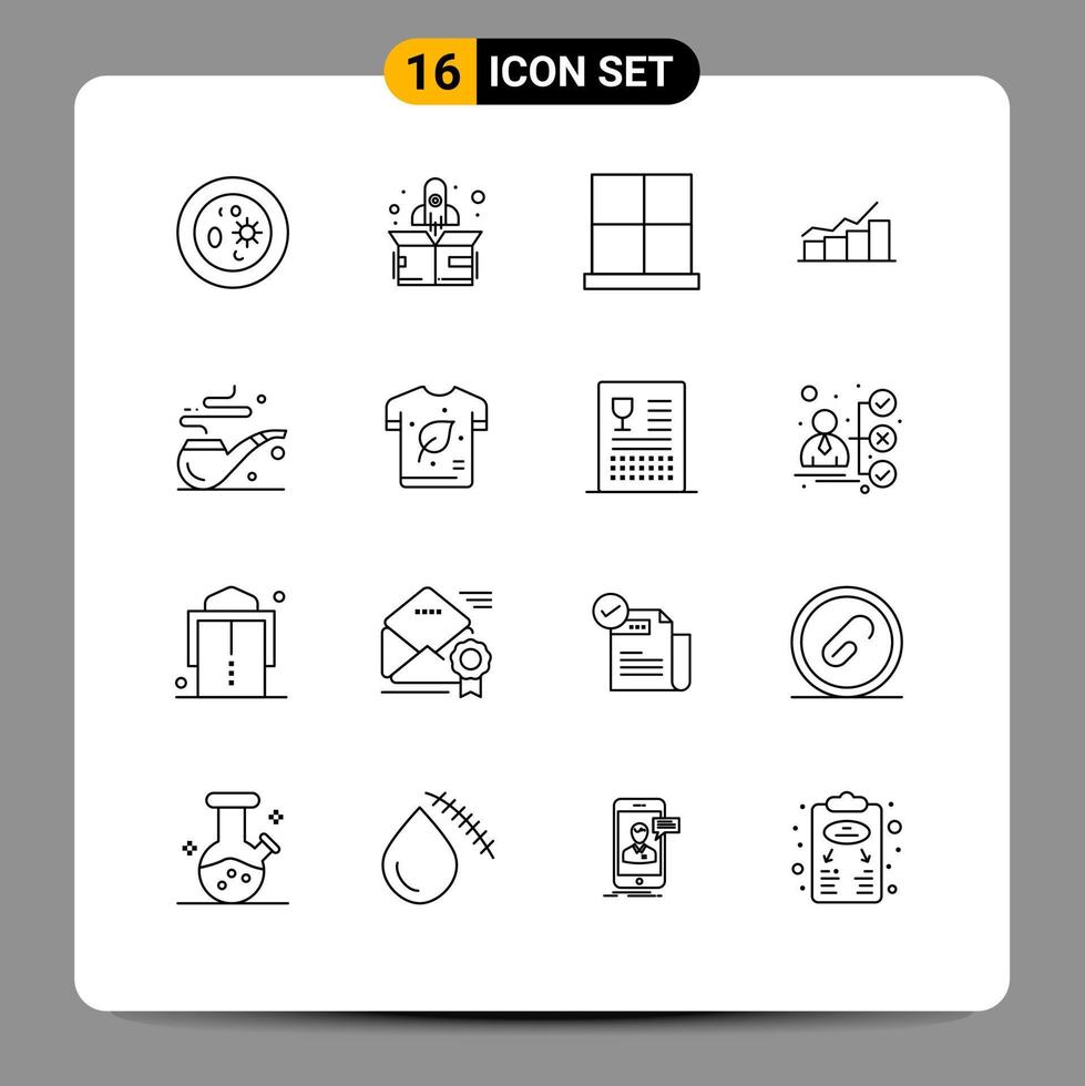 Stock Vector Icon Pack of 16 Line Signs and Symbols for increase flowchart buildings chart home door Editable Vector Design Elements