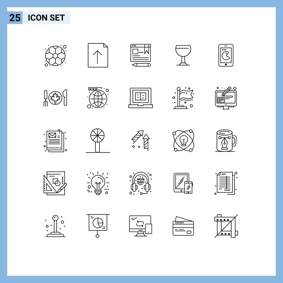 25 Creative Icons Modern Signs and Symbols of hardware mobile text buy drink Editable Vector Design Elements