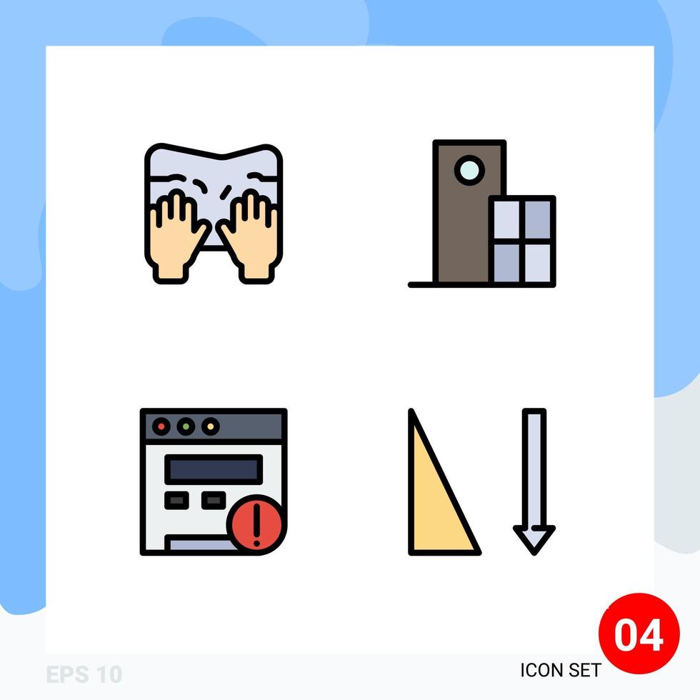 Universal Icon Symbols Group of 4 Modern Filledline Flat Colors of massage alert text clock website Editable Vector Design Elements