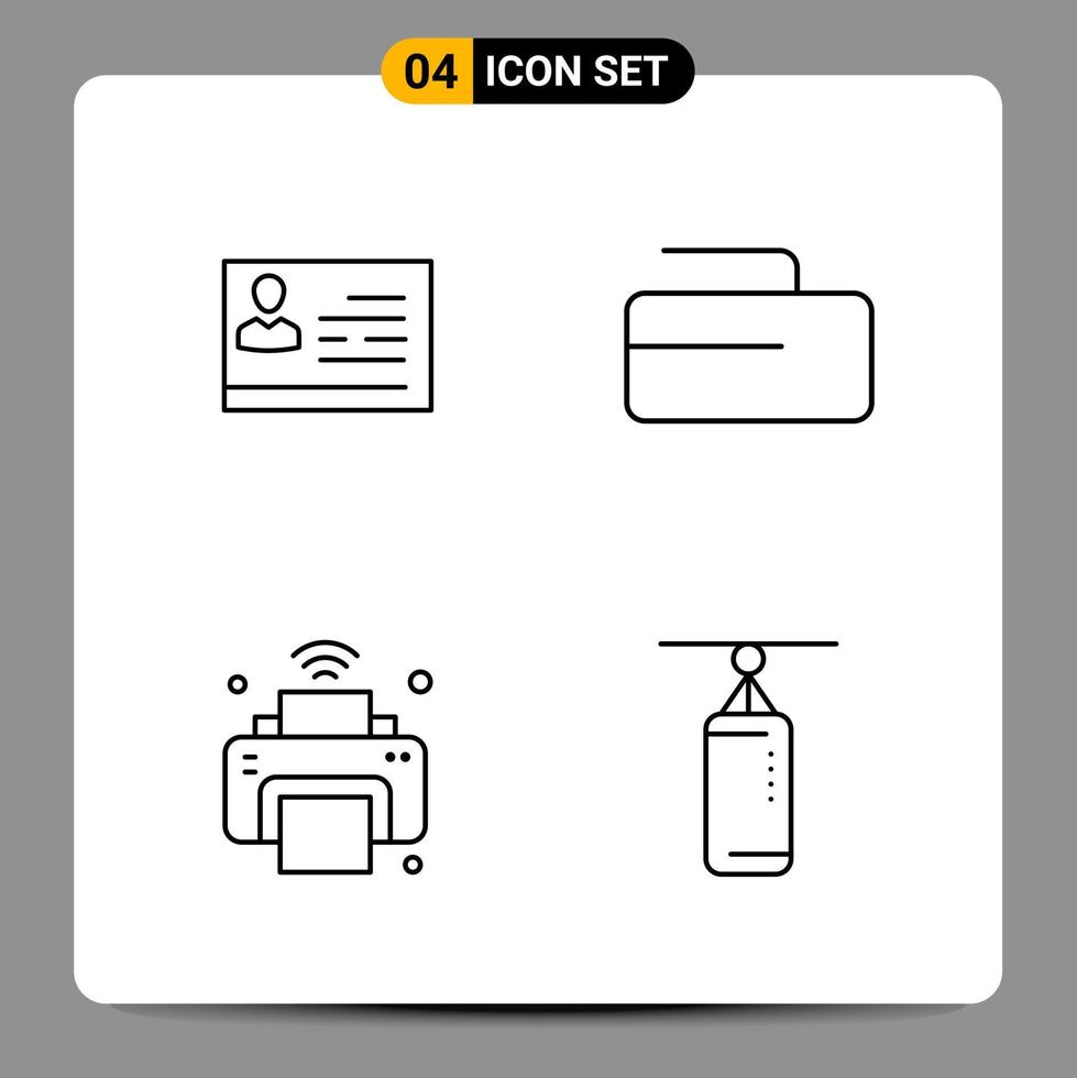 4 Black Icon Pack Outline Symbols Signs for Responsive designs on white background 4 Icons Set vector