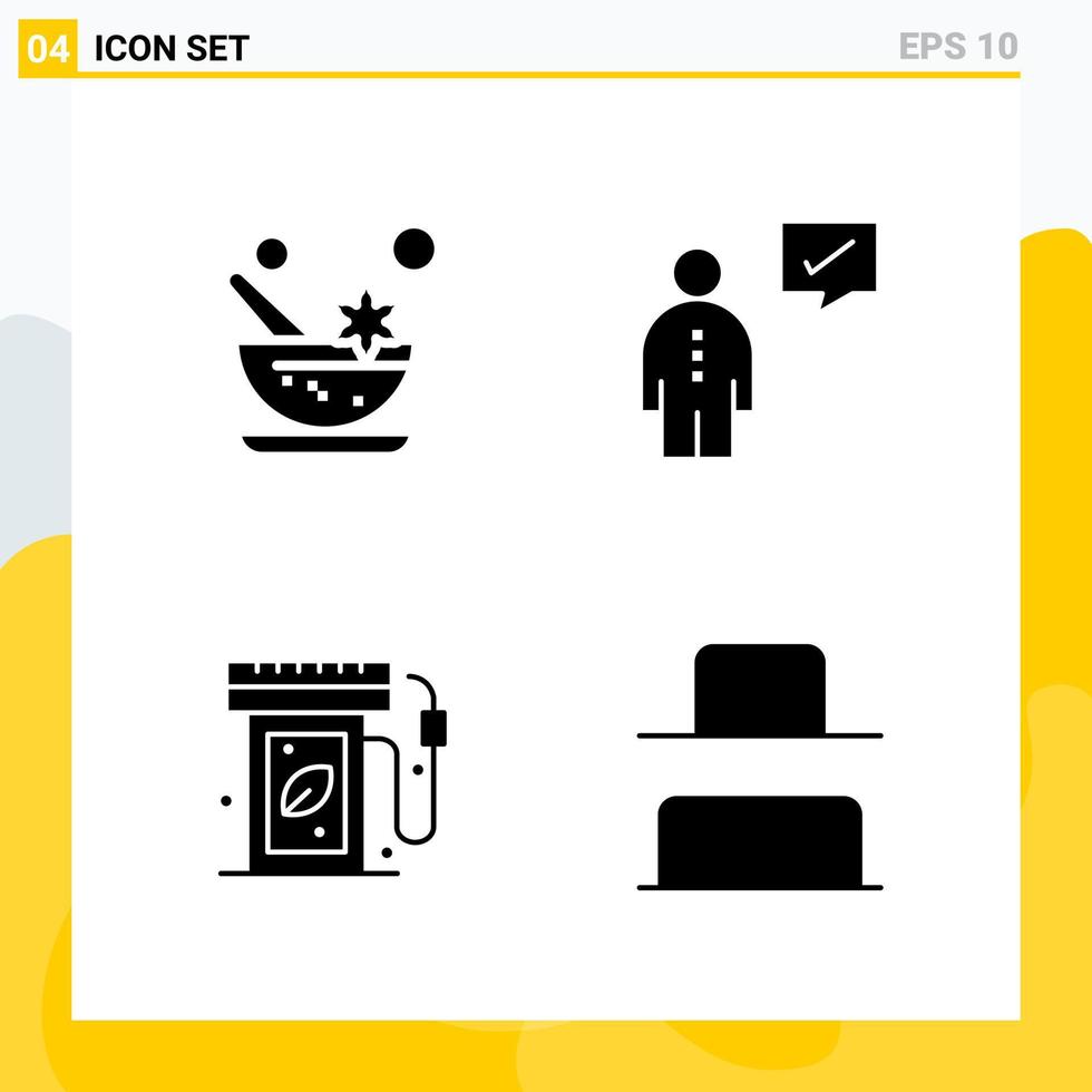 Collection of 4 Universal Solid Icons Icon Set for Web and Mobile vector