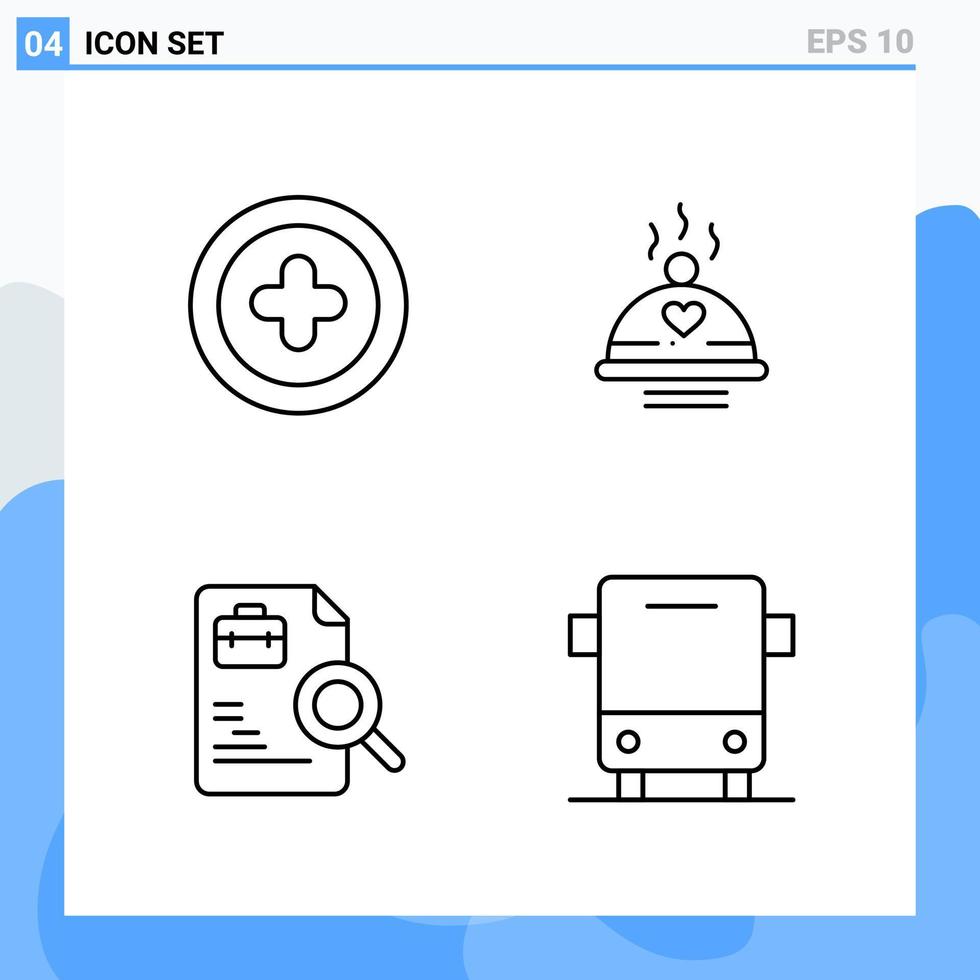 Modern 4 Line style icons Outline Symbols for general use Creative Line Icon Sign Isolated on White Background 4 Icons Pack vector