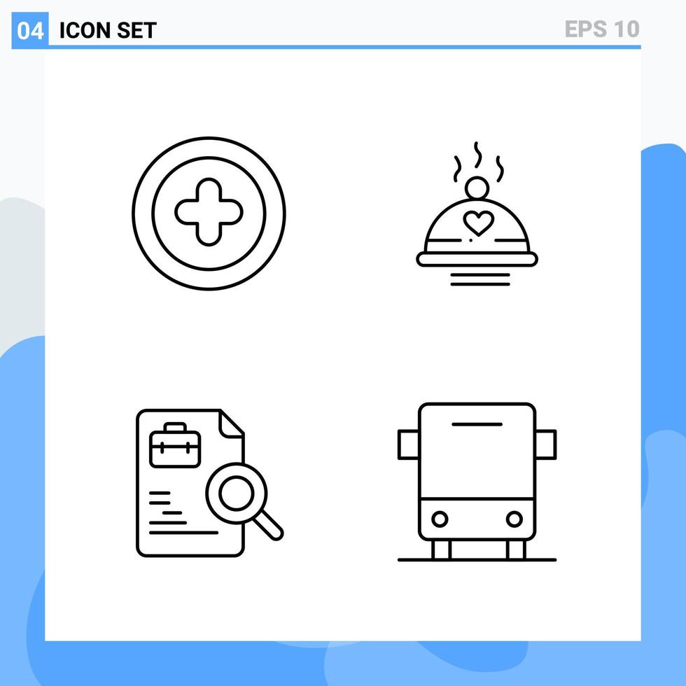 iconos de estilo moderno de 4 líneas delinean símbolos para uso general signo de icono de línea creativa aislado en fondo blanco paquete de 4 iconos vector