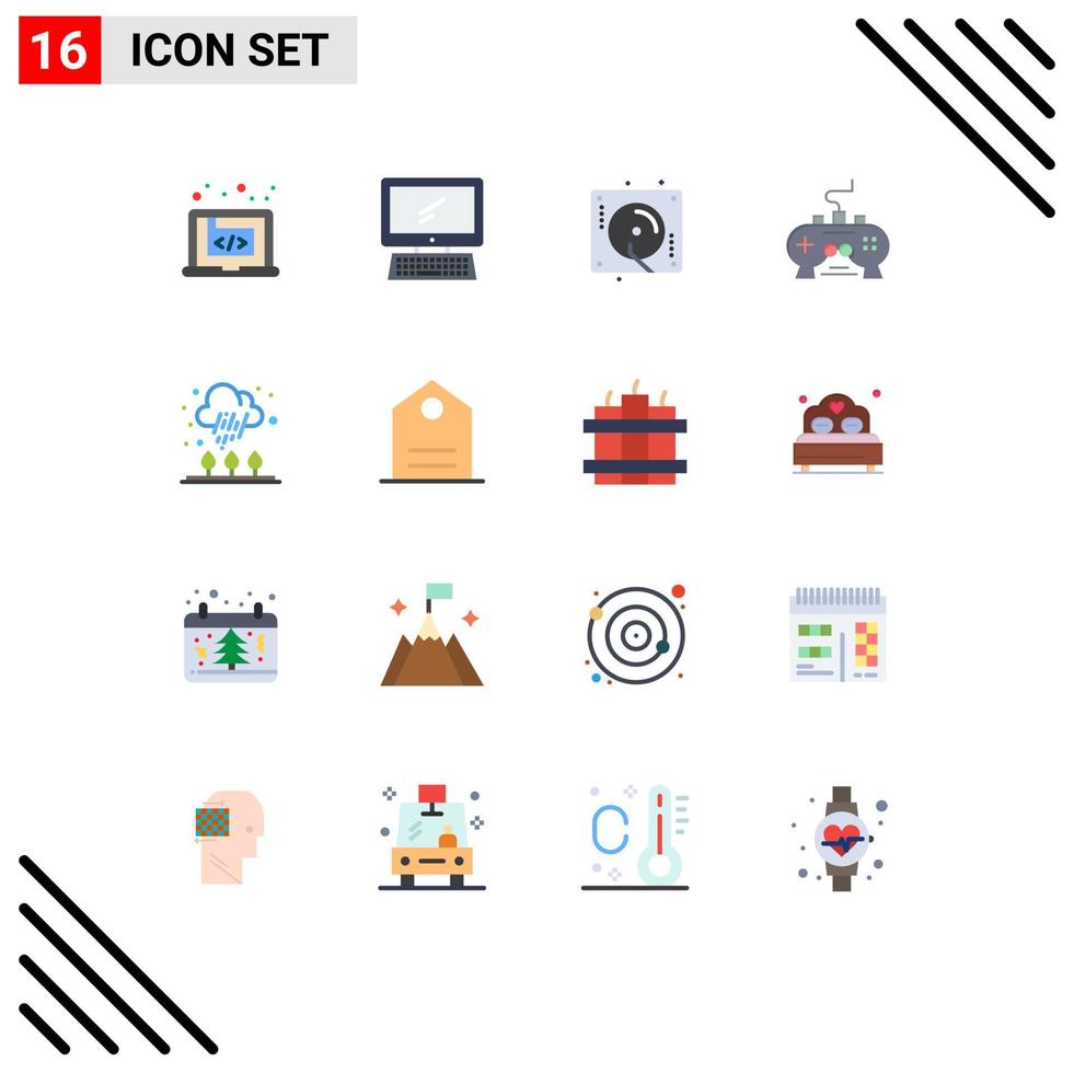 Pictogram Set of 16 Simple Flat Colors of xbox pad imac game music Editable Pack of Creative Vector Design Elements