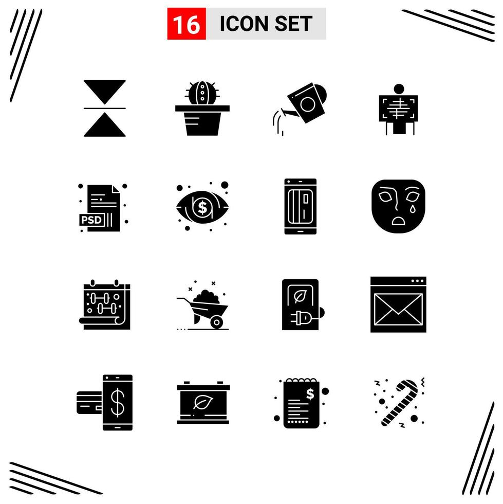 16 Icons Solid Style Grid Based Creative Glyph Symbols for Website Design Simple Solid Icon Signs Isolated on White Background 16 Icon Set vector