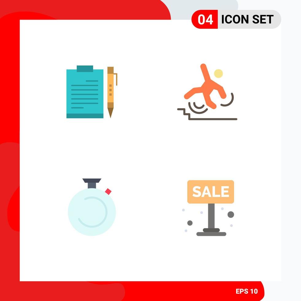 Flat Icon Pack of 4 Universal Symbols of document failed file sheet fall Editable Vector Design Elements