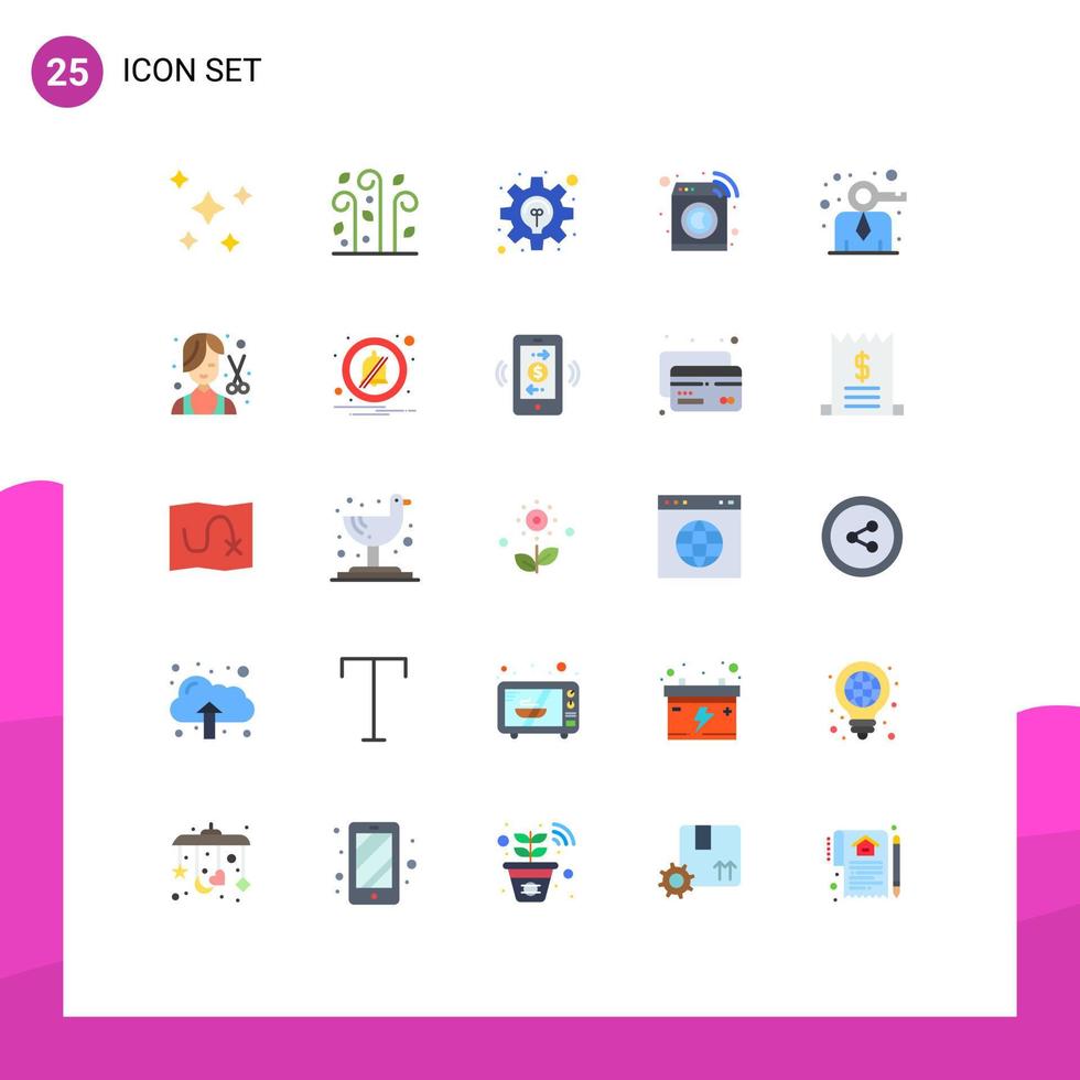 Set of 25 Vector Flat Colors on Grid for key washing wind smart development Editable Vector Design Elements
