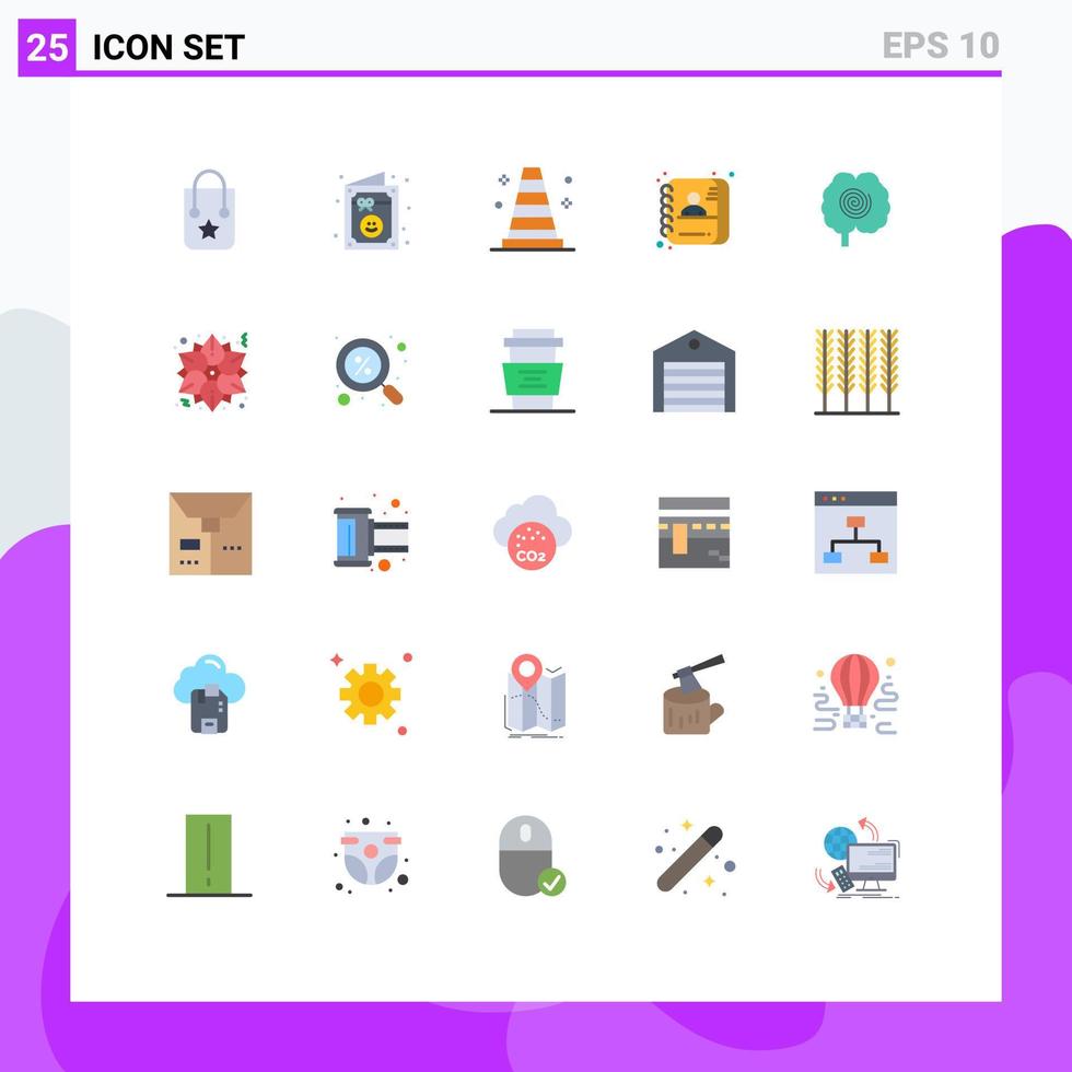 grupo de 25 signos y símbolos de colores planos para la construcción del cerebro de hipnosis elementos de diseño de vectores editables para empleados