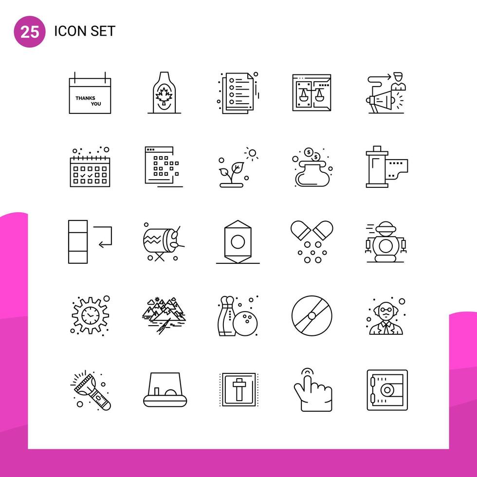 Outline Icon set Pack of 25 Line Icons isolated on White Background for responsive Website Design Print and Mobile Applications vector