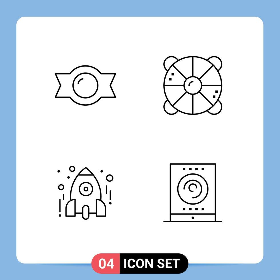 Set of 4 Modern UI Icons Symbols Signs for bonbon learn beach sea school Editable Vector Design Elements