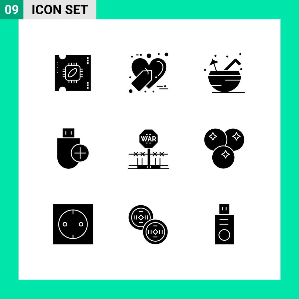 paquete de iconos de vector de stock de 9 signos y símbolos de línea para dispositivos de playa de hardware de combate agregar elementos de diseño de vector editables