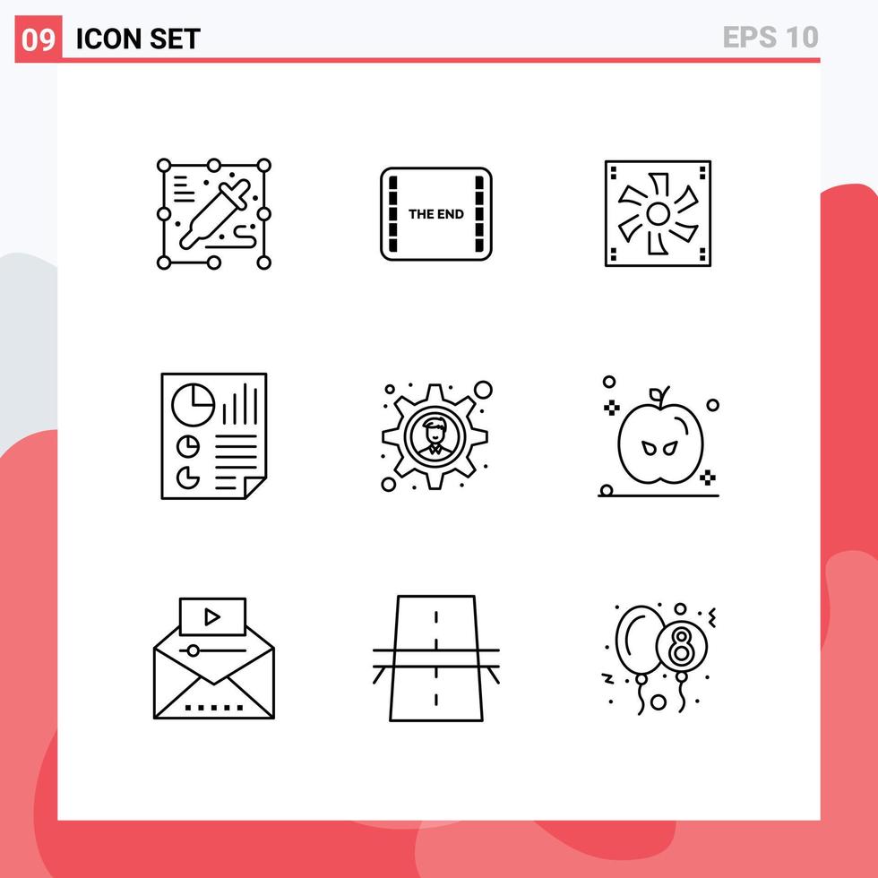 Set of 9 Commercial Outlines pack for brainstorming page compter document bars Editable Vector Design Elements