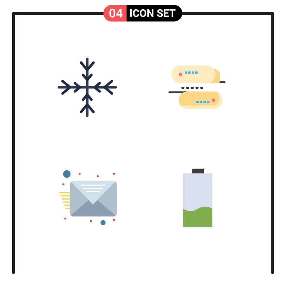 Stock Vector Icon Pack of 4 Line Signs and Symbols for snow message blockchain technology payment electric Editable Vector Design Elements