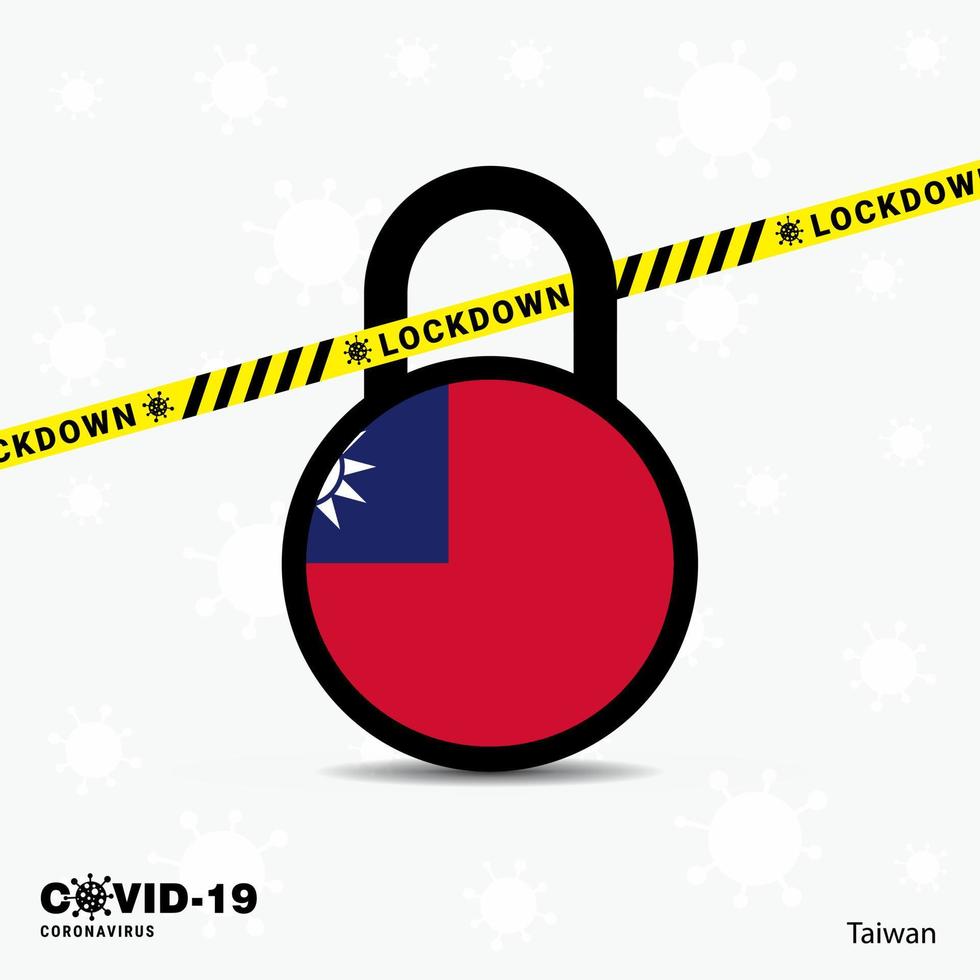 Taiwan Lock DOwn Lock Coronavirus pandemic awareness Template COVID19 Lock Down Design vector