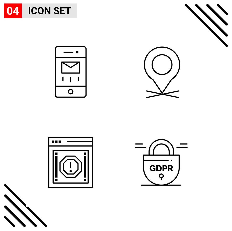 Pixle Perfect Set of 4 Line Icons Outline Icon Set for Webite Designing and Mobile Applications Interface vector