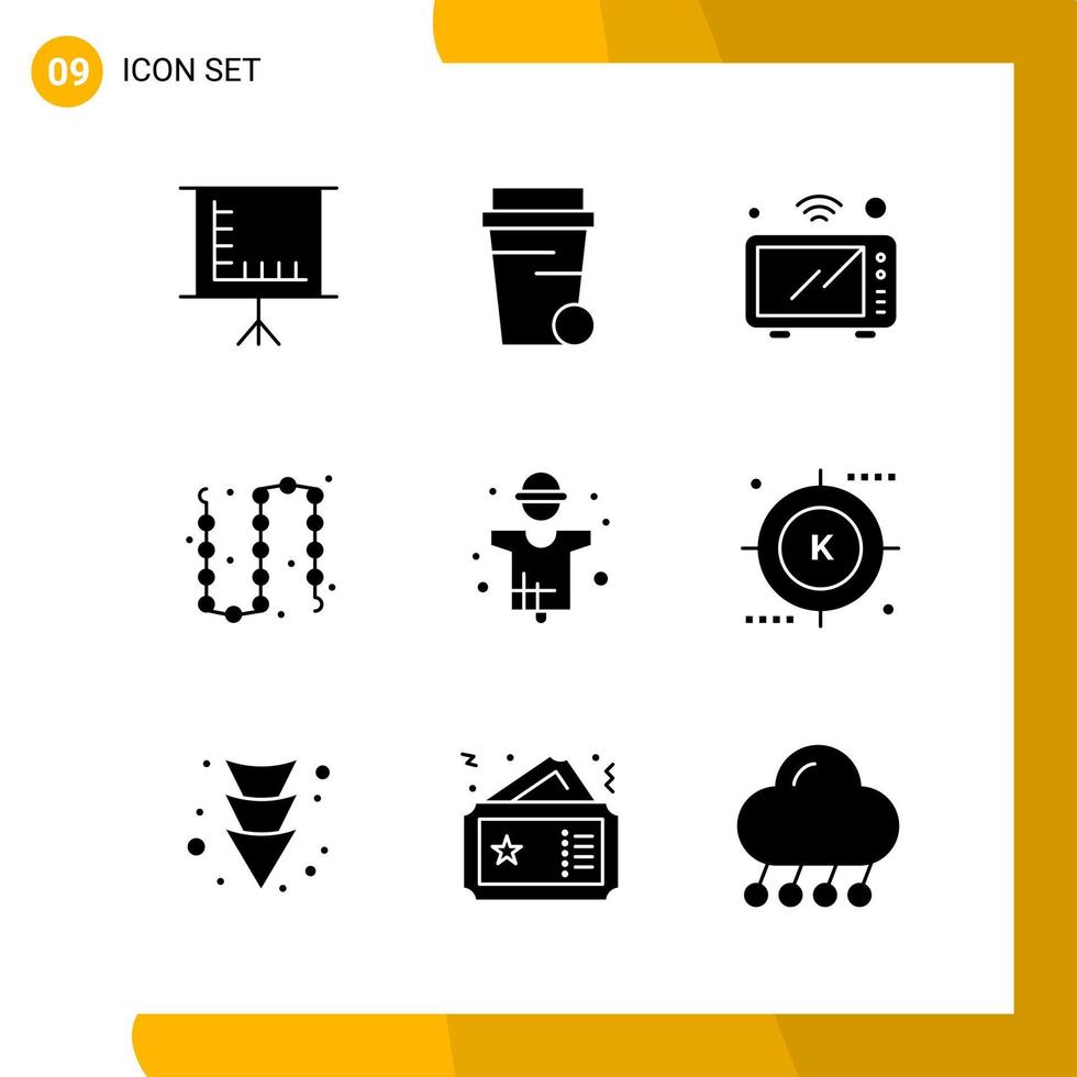 9 Icon Set Solid Style Icon Pack Glyph Symbols isolated on White Backgound for Responsive Website Designing vector